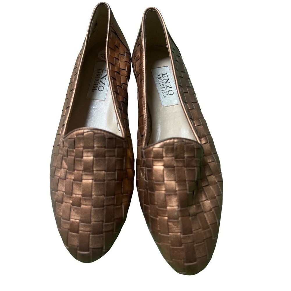 Enzo Angiolini Copper Weave Leather Flats Shoes -- 8-1/2M